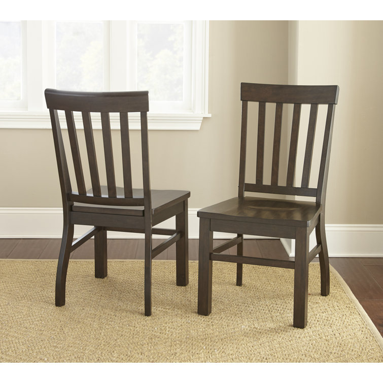 Dark Oak Slat Back Solid Wood Side Chair Set