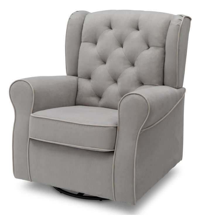 Dove Gray Microfiber Nursery Swivel Glider Chair