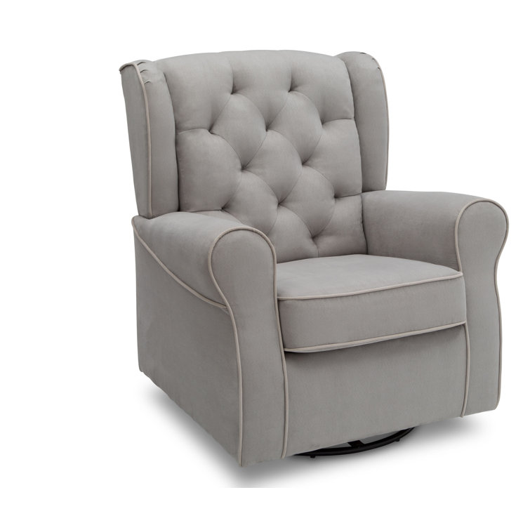Dove Gray Microfiber Nursery Swivel Glider Chair