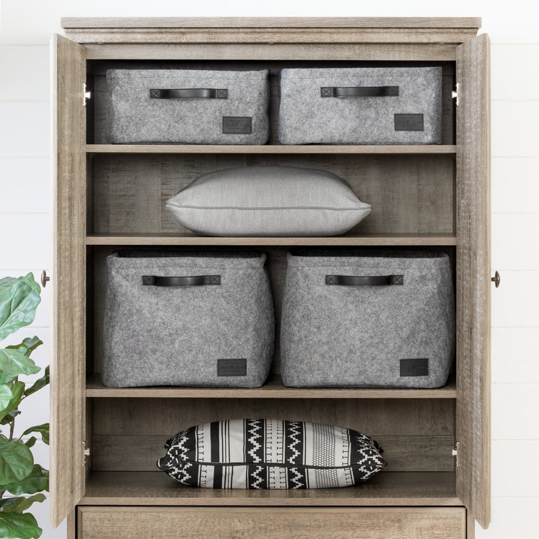 Weathered Oak Rustic Farmhouse Armoire with Drawers