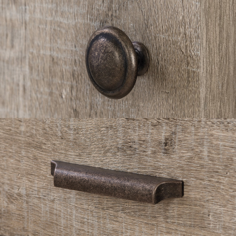 Weathered Oak Rustic Farmhouse Armoire with Drawers