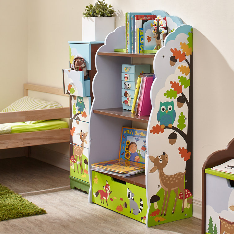 Enchanted Woodland Whimsical Kids' Wooden Bookshelf with Storage