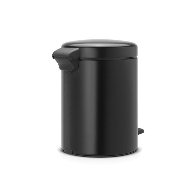 Matte Black Plastic Round Pedal Bin with Soft Closure
