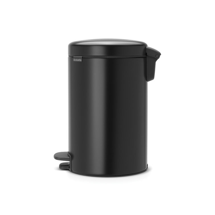 Matte Black Steel Step-On Trash Can with Soft Closure Lid