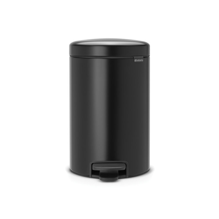 Matte Black Steel Step-On Trash Can with Soft Closure Lid