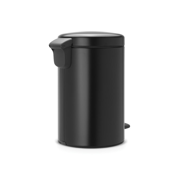 Matte Black Steel Step-On Trash Can with Soft Closure Lid