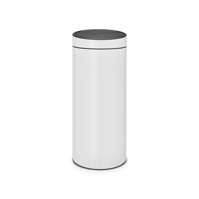 White Stainless Steel 30L Fingerprint Resistant Round Bin