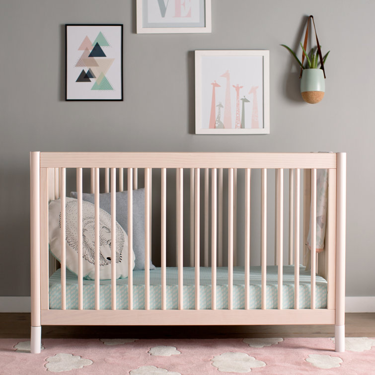 Washed Natural and White Pine 4-in-1 Convertible Toddler Crib