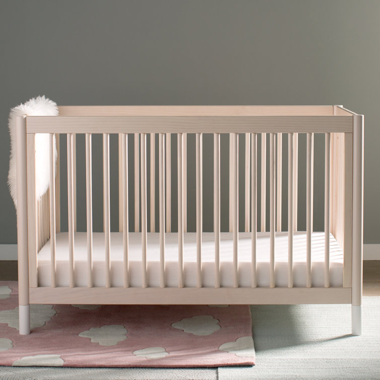 Washed Natural and White Pine 4-in-1 Convertible Toddler Crib