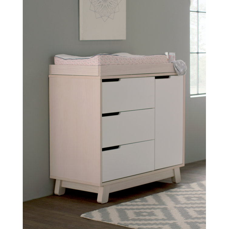 Hudson Modern 3-Drawer GreenGuard Certified Dresser in Washed Natural and White
