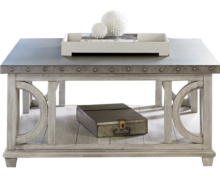 Cream Square Wood Transitional 40" Cocktail Table