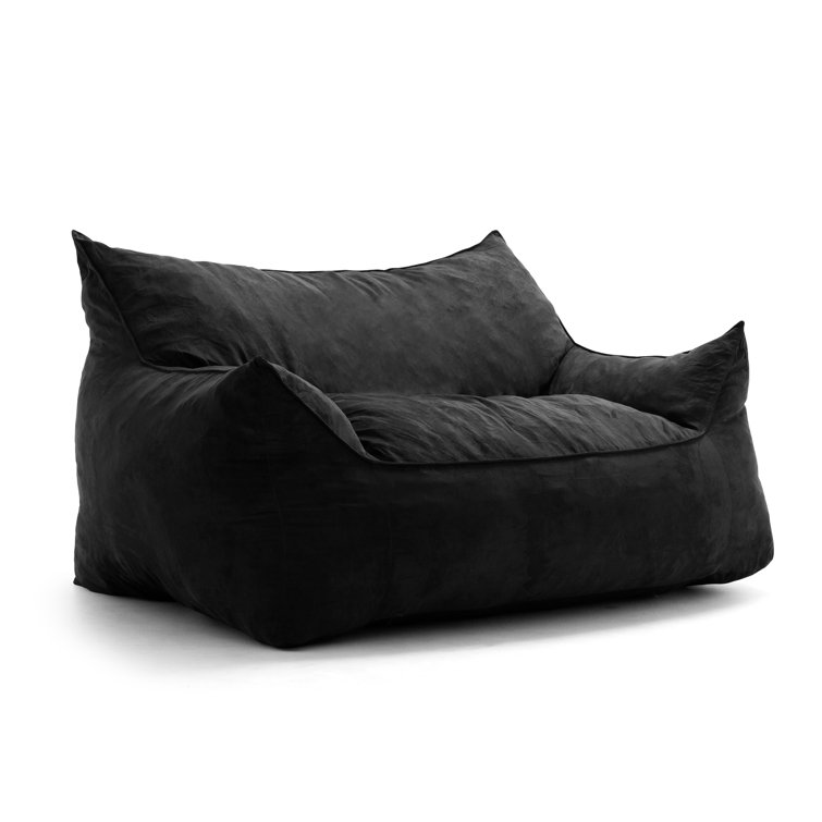 Imperial Black Plush Polyester Bean Bag Sofa with Removable Cover