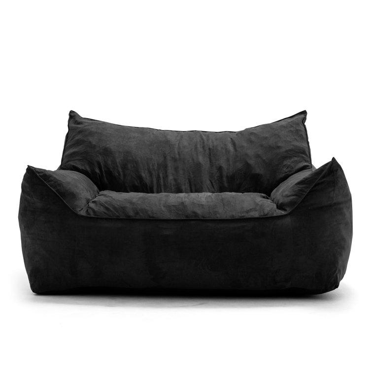 Imperial Black Plush Polyester Bean Bag Sofa with Removable Cover