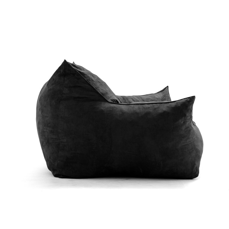 Imperial Black Plush Polyester Bean Bag Sofa with Removable Cover