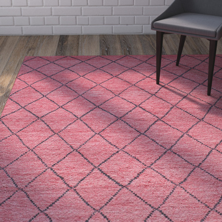 Atlas Hand-Knotted Red Wool Geometric Area Rug