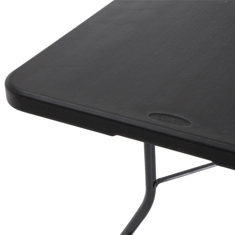 Black 8 ft Fold-in-Half Banquet Table with Handle