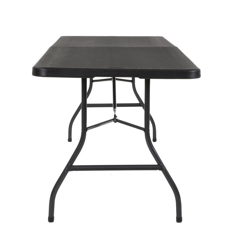 Black 8 ft Fold-in-Half Banquet Table with Handle
