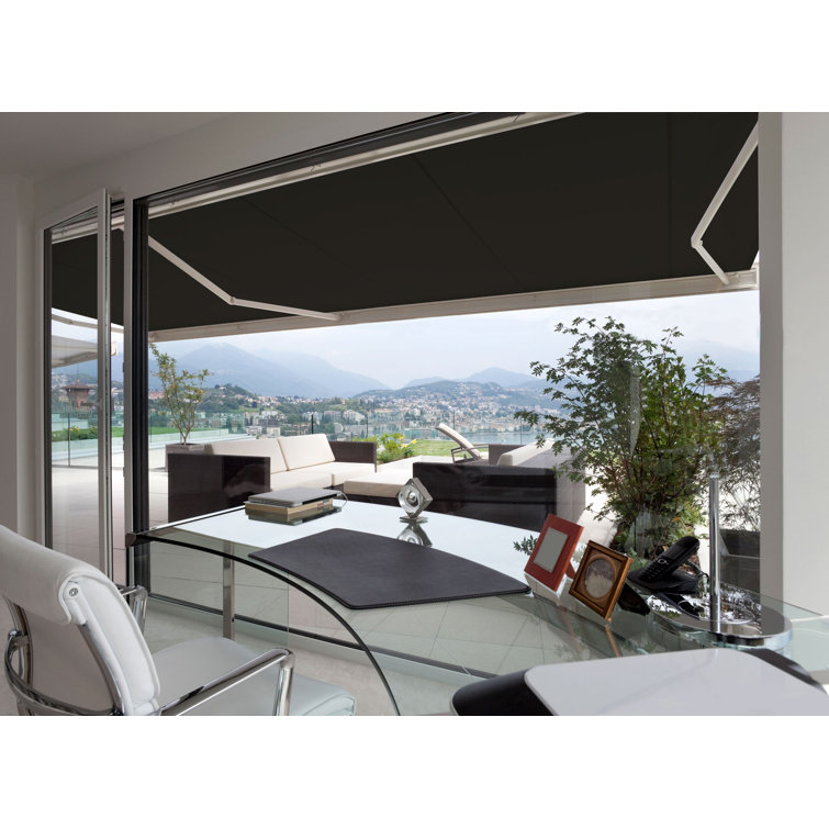 Black 8' x 6' Manual Retractable Aluminum Patio Awning