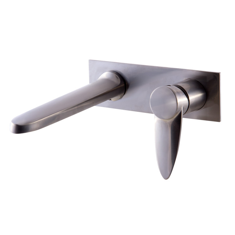 Brushed Nickel Wall Mounted Single-Handle Bathroom Faucet