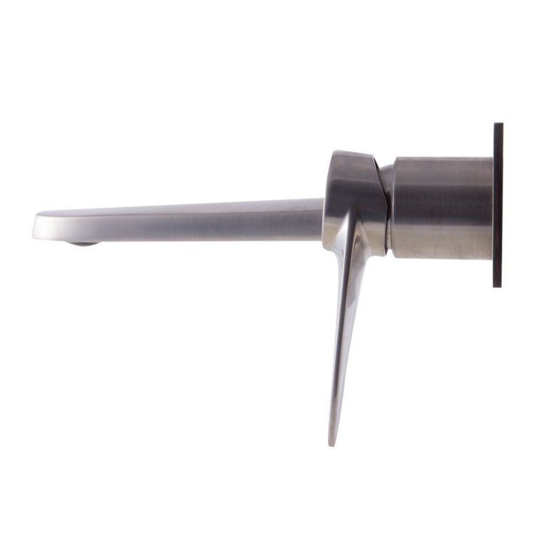 Brushed Nickel Wall Mounted Single-Handle Bathroom Faucet