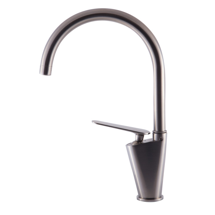 Brushed Nickel Gooseneck Single Hole Bathroom Faucet