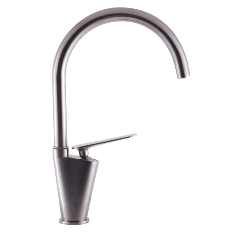 Brushed Nickel Gooseneck Single Hole Bathroom Faucet