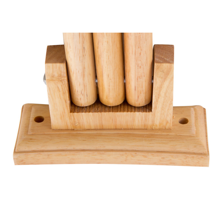 Elegant 16" Rubberwood Triple Arm Towel Bar in Natural Finish