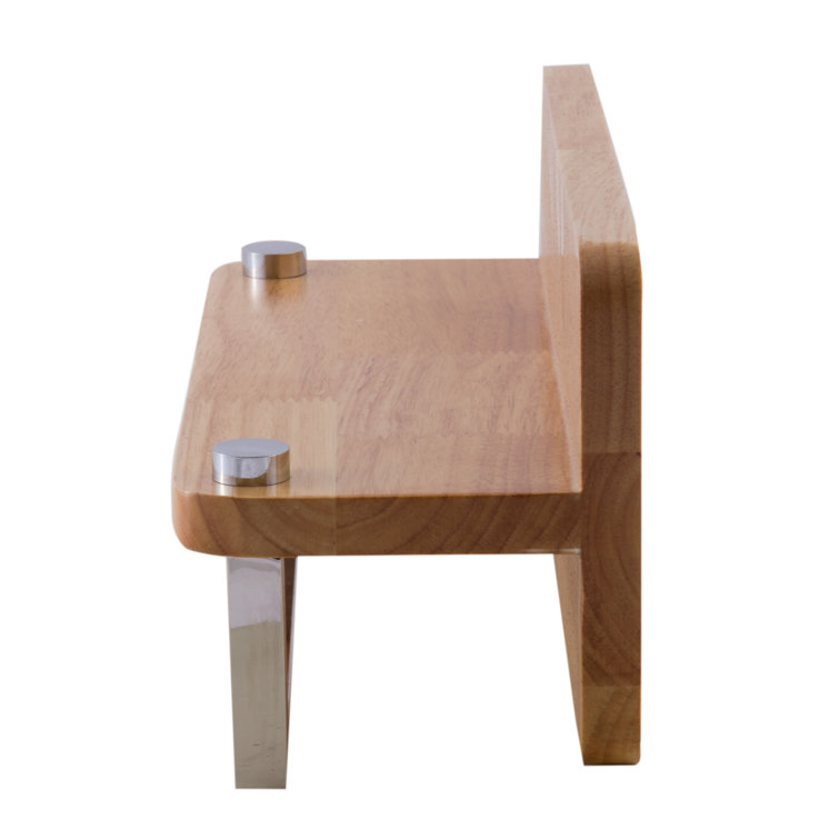Natural Wood Wall Shelf with Chrome Towel Bar