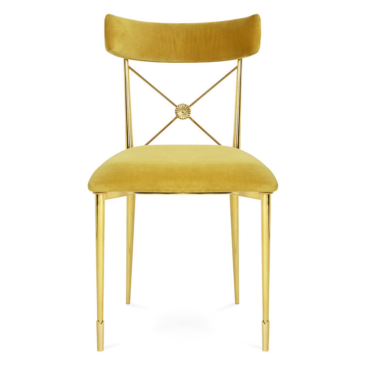 Rialto Gold Velvet Upholstered Side Chair with Metal Legs