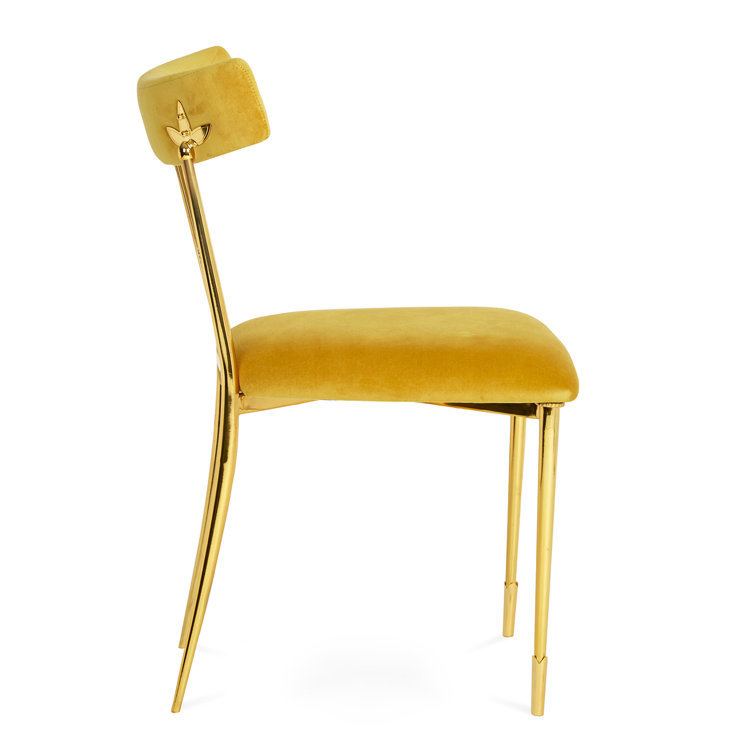 Rialto Gold Velvet Upholstered Side Chair with Metal Legs