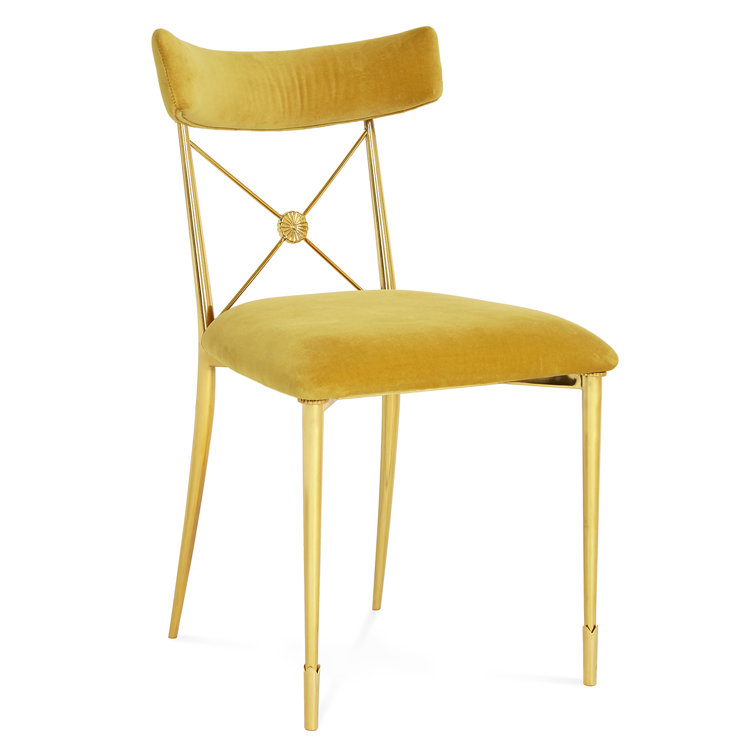 Rialto Gold Velvet Upholstered Side Chair with Metal Legs