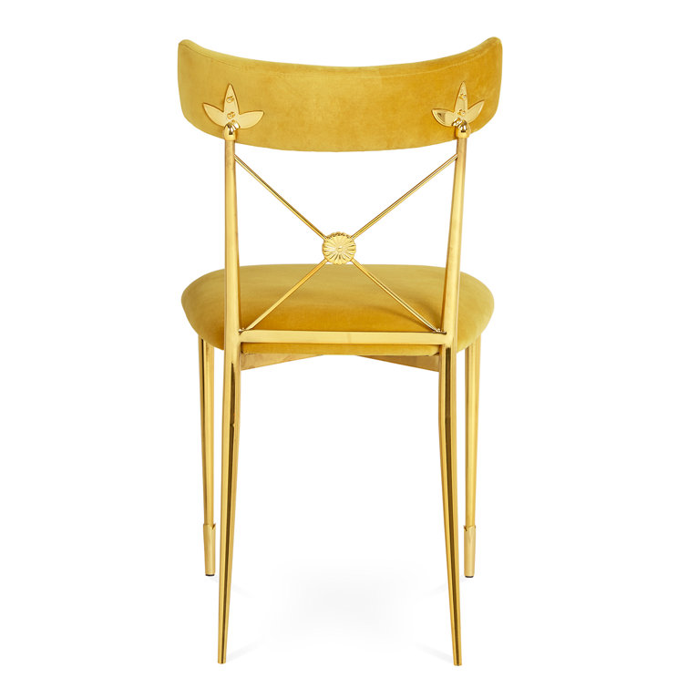 Rialto Gold Velvet Upholstered Side Chair with Metal Legs