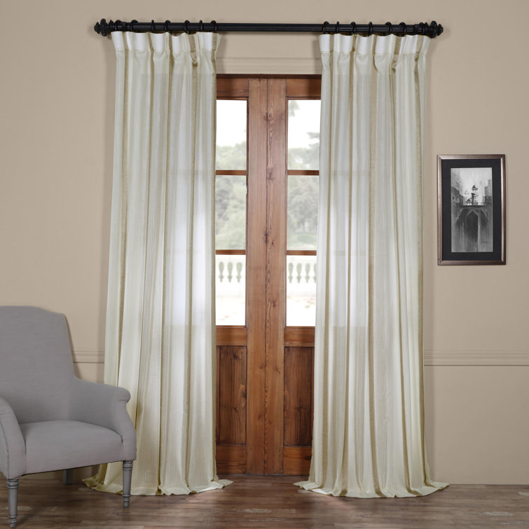 Antigua Off White Linen Blend Sheer Curtain Panel 50" x 84"