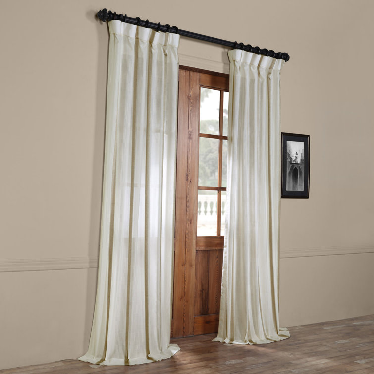 Antigua Off White Linen Blend Sheer Curtain Panel 50" x 84"