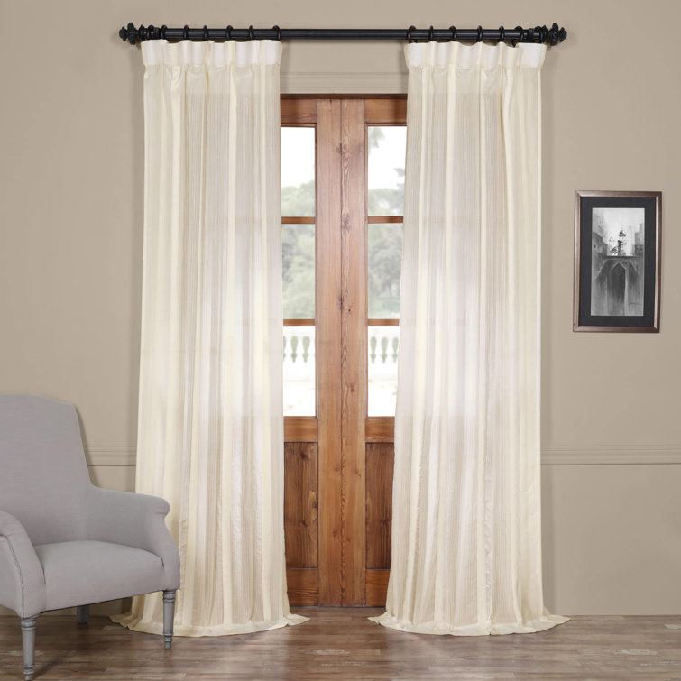 Antigua Off White Linen Blend Sheer Curtain Panel 50" x 84"