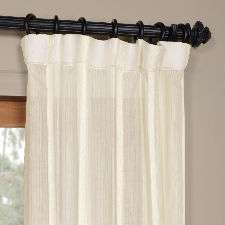 Antigua Off White Linen Blend Sheer Curtain Panel 50" x 84"