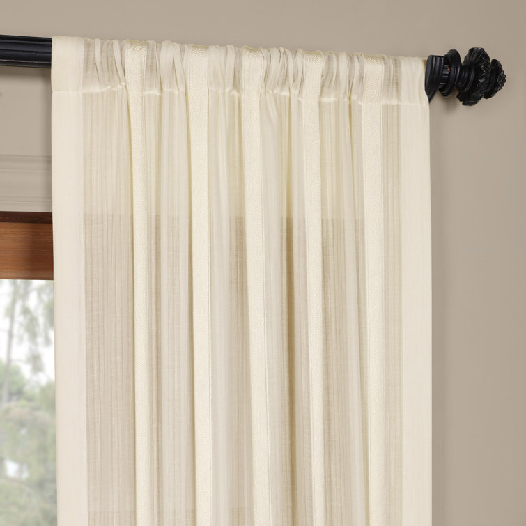 Antigua Off White Linen Blend Sheer Curtain Panel 50" x 84"