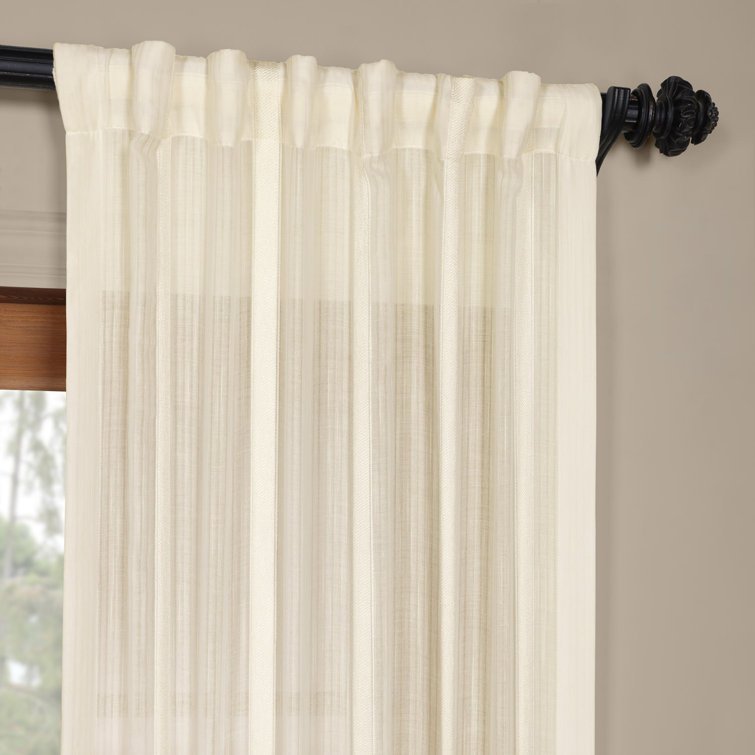 Antigua Off White Linen Blend Sheer Curtain Panel 50" x 84"