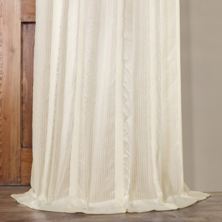 Antigua Off White Linen Blend Sheer Curtain Panel 50" x 84"