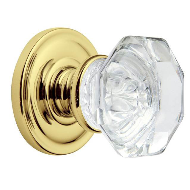 Polished Brass and Crystal Octagonal Dummy Door Knob