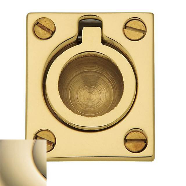 Polished Brass Recessed Flush Ring Pull with Mounting Hardware