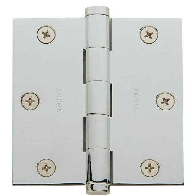 Bright Chrome 3.5" x 3.5" Plain Bearing Door Hinge