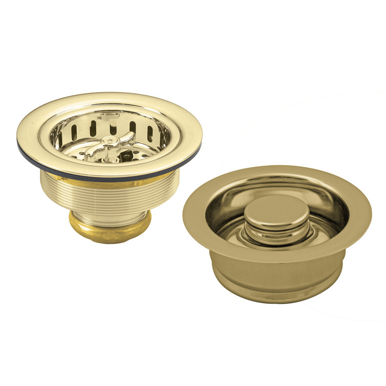 Polished Brass Kitchen Sink Basket Strainer with Stopper