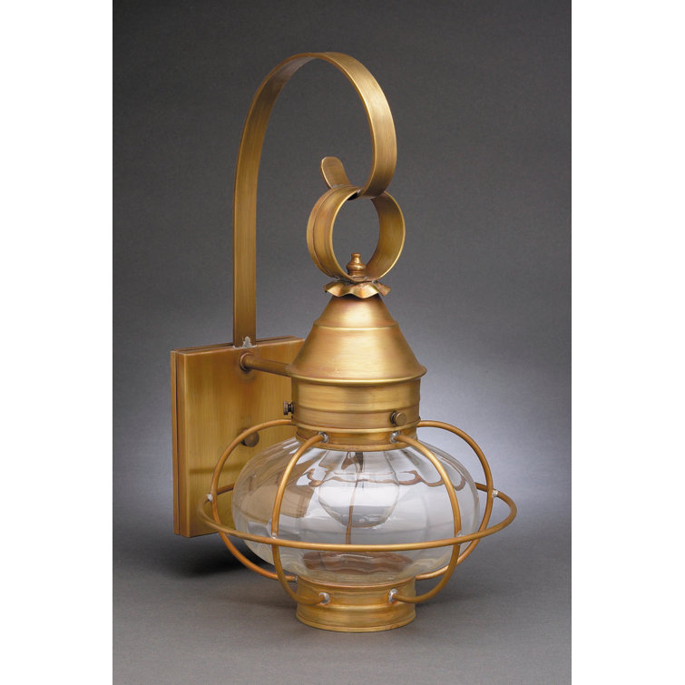 Antique Brass Optic Glass Outdoor Wall Lantern