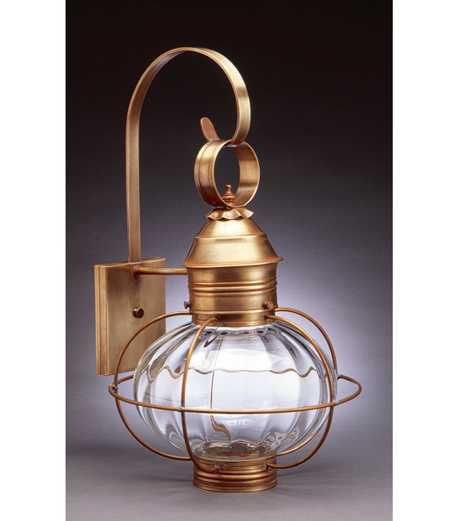 Antique Brass Optic Glass Outdoor Wall Lantern