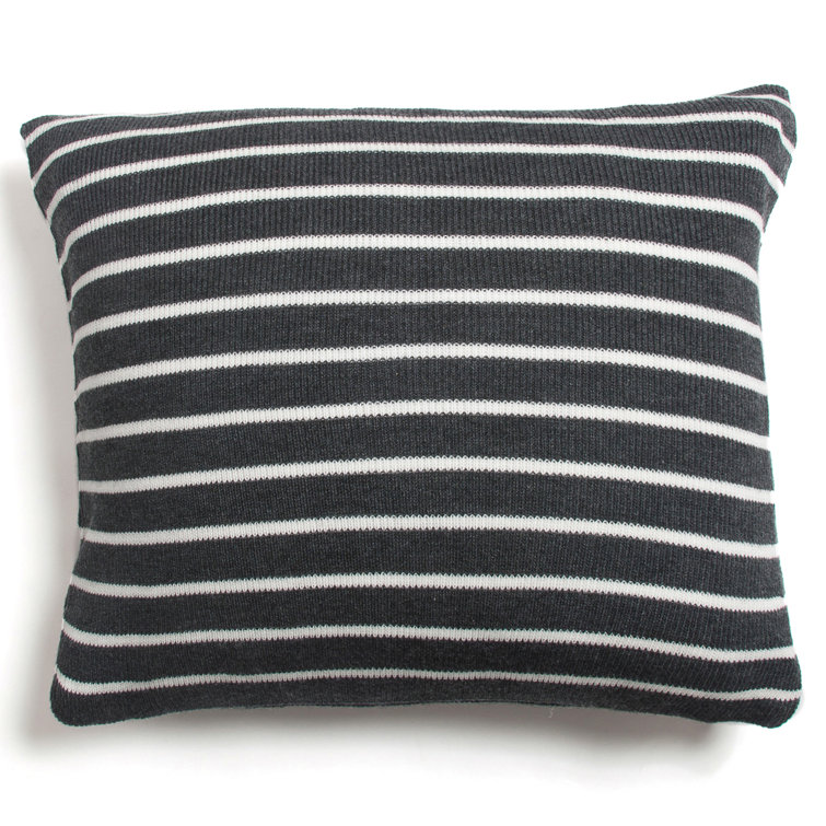Black and White Striped Cotton Square Pillow Cover