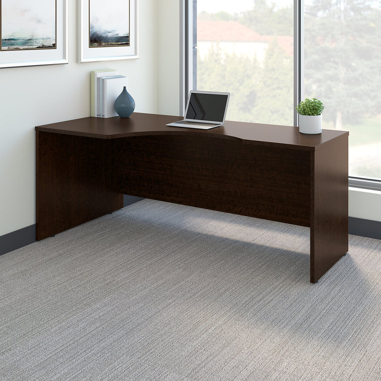 Mocha Cherry 71" Wood Executive Corner Desk with Drawer and Keyboard Tray