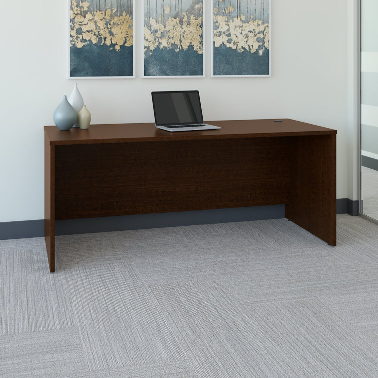 Transitional Mocha Cherry Executive Office Desk with Drawer