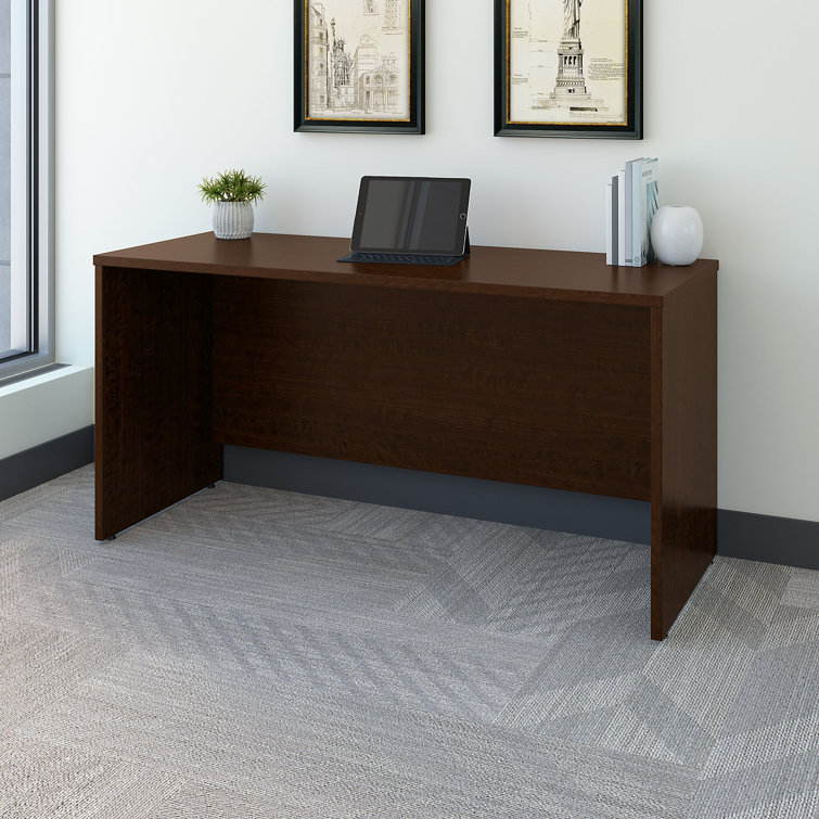 Transitional Mocha Cherry Executive Home Office Desk with Filing Cabinet