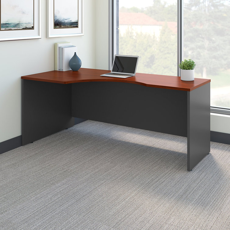 Hansen Cherry and Graphite Gray Corner Desk with Drawer